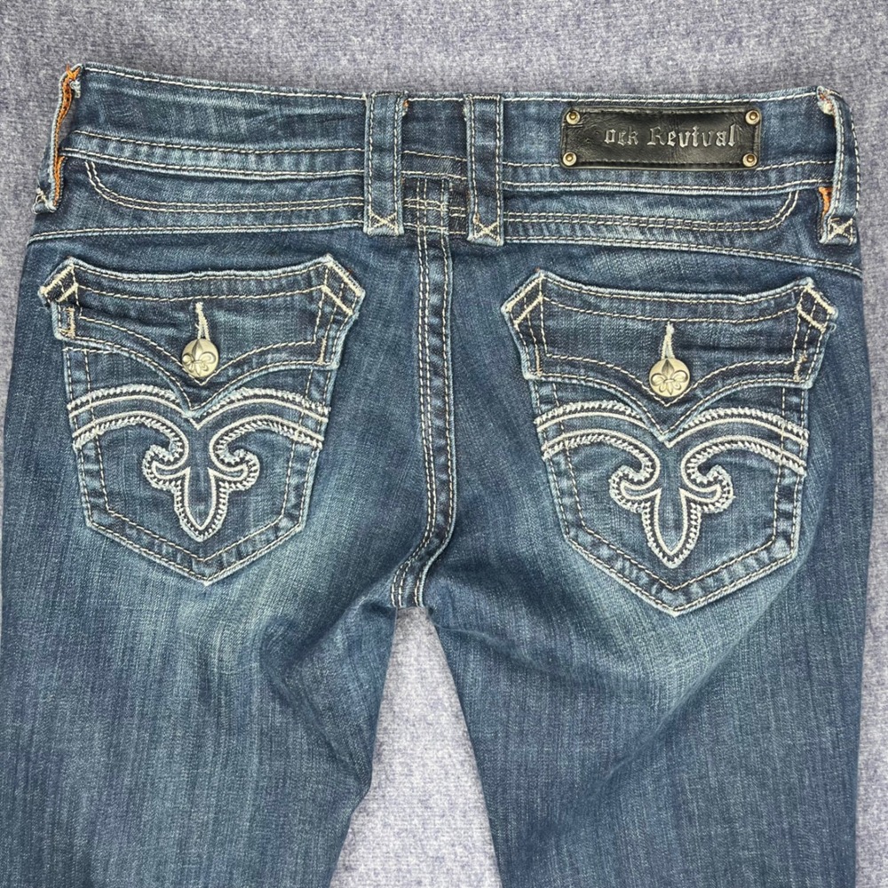 Rock Revival Hayley Bootcut Jeans Womens 29 Medium Wash‎ Distressed Blue Denim